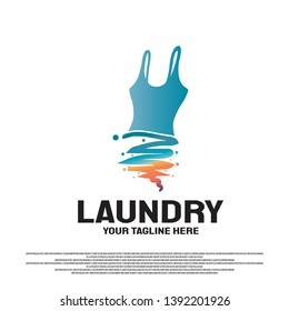Laundry logo design with fast clothes wash concept. illustration element vector