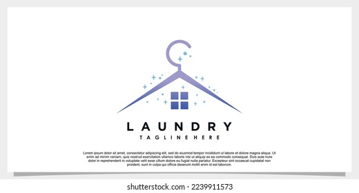 diseño de logotipo de lavandería con concepto de colgador