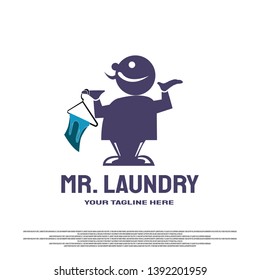 Laundry logo design with master concept. vector element illustration