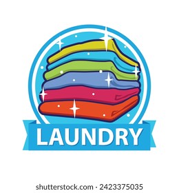 Laundry Logo Design with Neatly folded clothes