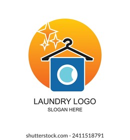 Laundry logo design simple concept Premium Vector