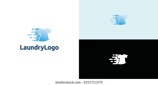 Laundry logo design. Simple laundry illustration logo with t-shirt and hanger symbol. 