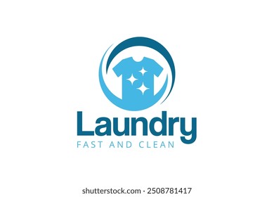 Laundry logo design template. Creative logo for fast and clean laundry service business logo
