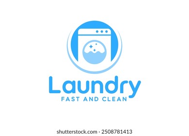 Laundry logo design template. Washing machine icon for laundry service business logo