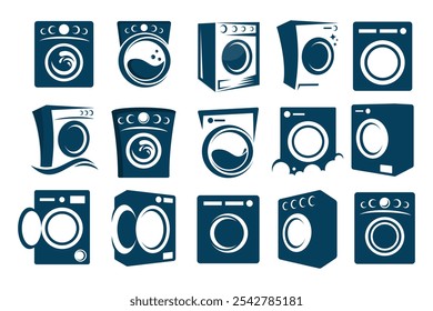 Laundry logo design template. Washing machine icon for laundry service business. Vector illustration