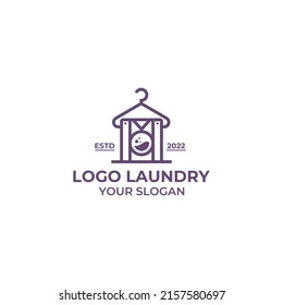 laundry logo design vector, clothes, hanger, washer.