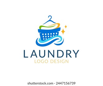 Laundry logo design vector, emblems and design elements