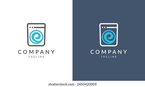 Laundry logo design vector, emblems and design elements. Letter E laundry