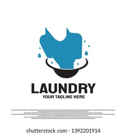 Laundry logo design with wash clothes concept. illustration element vector
