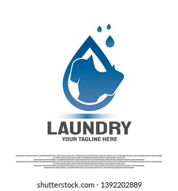 Laundry logo design with wash clothes concept. illustration element vector