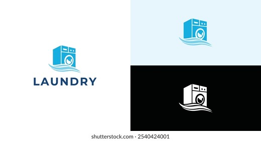 Laundry logo design. Washing machine icon for laundry service business logo template.