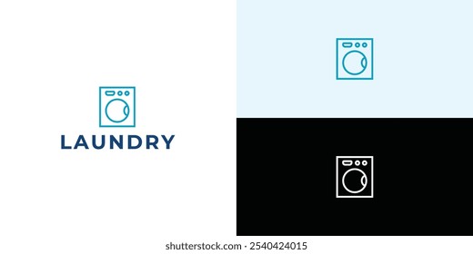 Design de logotipo de lavandaria. Ícone da máquina de lavar para o modelo de logotipo comercial do serviço de lavandaria.