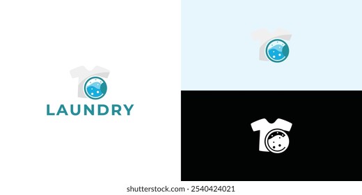 Laundry logo design. Washing machine icon for laundry service business logo template.