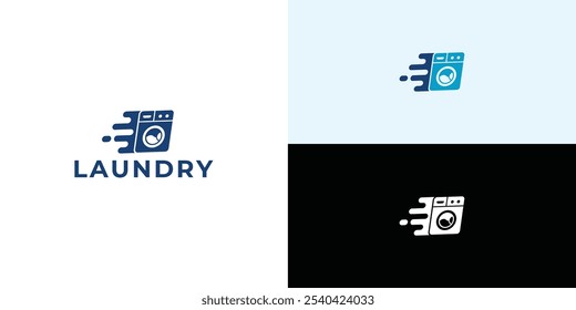 Laundry logo design. Washing machine icon for laundry service business logo template.