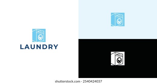Laundry logo design. Washing machine icon for laundry service business logo template.