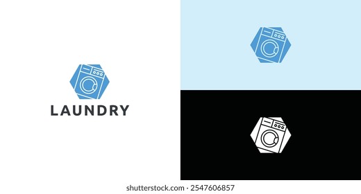 Laundry logo design. Washing machine icon for laundry service business logo template.