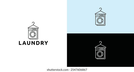 Laundry logo design. Washing machine icon for laundry service business logo template.