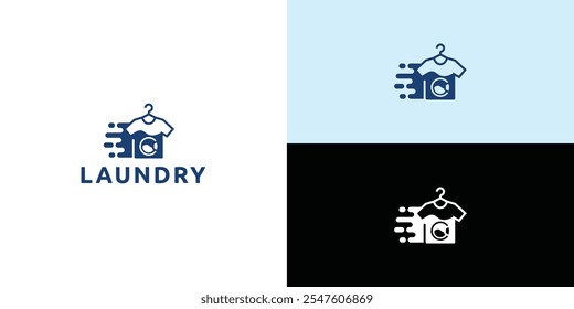 Laundry logo design. Washing machine icon for laundry service business logo template.