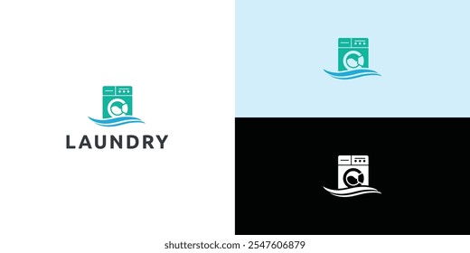 Laundry logo design. Washing machine icon for laundry service business logo template.