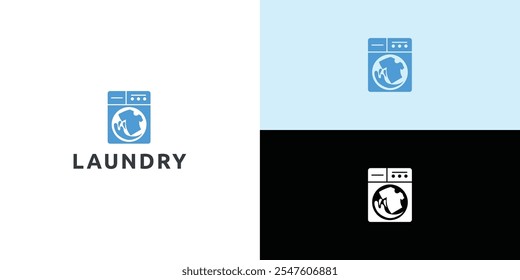 Laundry logo design. Washing machine icon for laundry service business logo template.