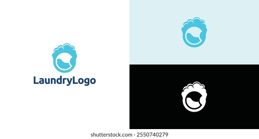Design de logotipo de lavandaria. Ícone da máquina de lavar para o modelo de logotipo comercial do serviço de lavandaria.