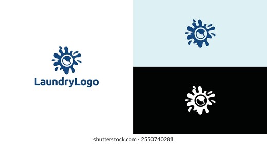 Diseño de logo de lavandería. Icono de la lavadora para la Plantilla del logotipo del negocio del servicio de lavandería.