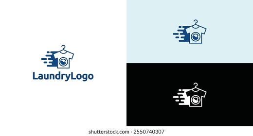 Laundry logo design. Washing machine icon for laundry service business logo template.