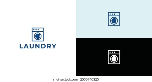 Laundry logo design. Washing machine icon for laundry service business logo template.