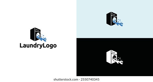 Laundry logo design. Washing machine icon for laundry service business logo template.