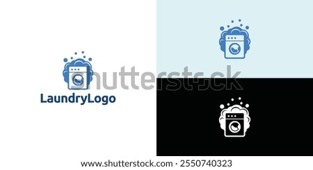 Laundry logo design. Washing machine icon for laundry service business logo template.