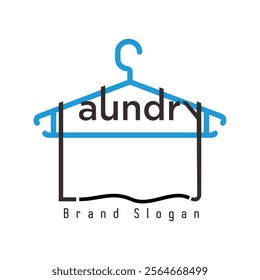 
The laundry logo embodies freshness, cleanliness, and professionalism. A water droplet symbolizes purity and care. Inside, a hanging shirt highlights the core laundry service. 