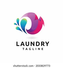 logotipo de lavandería con concepto de color degradado