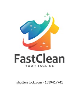 laundry logo gradient simple. wash clean fast logo.
