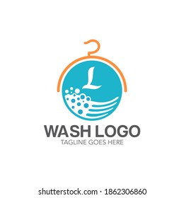 Logo de lavandería con icono de colgador