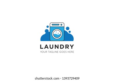 laundry logo and icon vector illustration design template