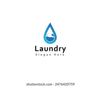 Laundry logo with icon water fast laundry clean laundry cloth wash logo simple logo