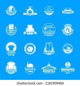 Laundry logo service icons set. Simple illustration of 16 laundry logo service vector icons for web