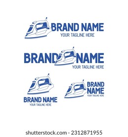 Laundry logo set with iron illustrartion. Eps10.