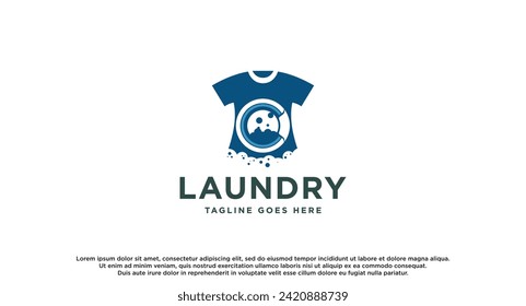 laundry logo in shades of blue and white, with bubbles for washing clothes. clothes, Washing Machine and Bubble usable for Laundry Business logos template