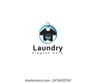 Laundry logo in shades, with bubbles for washing clothes, simple logo, creative logo