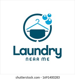 laundry logo simple round hanger with bubbles, vector best for industrial graphic design template idea