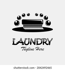 Laundry Logo Template Design Vector. clothes brush and water bubble illustration. Creative and simple logo template for your business or venture