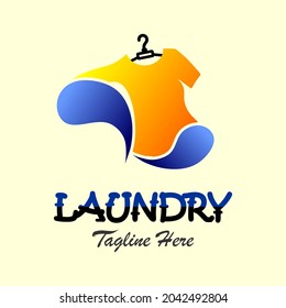 Laundry Logo Template Design Vector. illustration of drying clothes and water. Creative and simple logo template for your business or venture