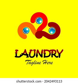 Laundry Logo Template Design Vector. hanger head and water illustration. Creative and simple logo template for your business or venture