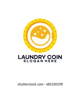 Laundry Logo template designs, Laundry Coin Logo template