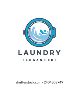 Laundry logo template with modern concept and business Premium Vector