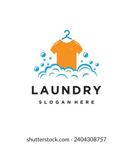 Laundry logo template with modern concept and business Premium Vector