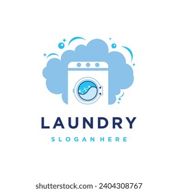 Laundry logo template with modern concept and business Premium Vector