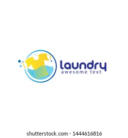 Laundry logo templates or wash service room. Logo or design concept of washing machine logo