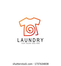 Laundry logo with a t-shirt image, Line logo design vector